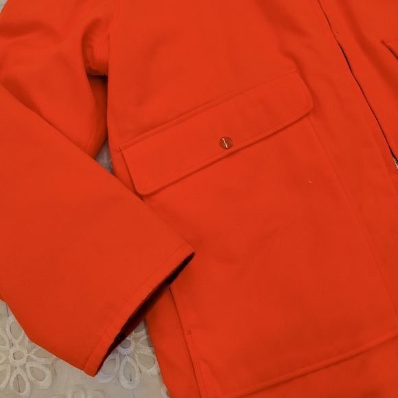 Vintage Woolrich Buffalo Wool Plaid and Acrylic Orange Reversible Jacket, XL - Picture 11 of 16